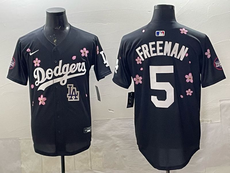 Men 2025 Nike Los Angeles Dodgers #5 Freeman Black Game MLB Jersey 01->los angeles dodgers->MLB Jersey